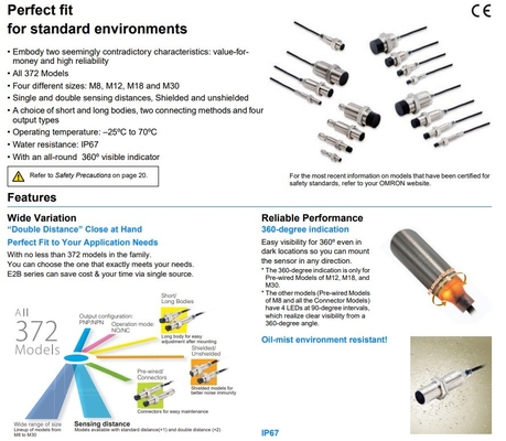 Sensori di prossimità induttivi industriali E2B-S08KN04-WP-C1 2M OMS con tecnologia avanzata