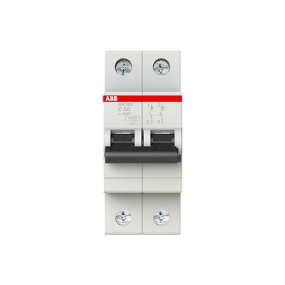 50A Corrente nominale MCB SH202-C50 Interruttore di circuito in miniatura 2P Frequenza nominale 50 Hz