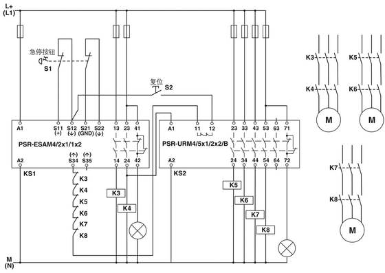 Modulo di estensione PSR-SCP-24UC/URM4/5X1/2X2/B con spegnimento di sicurezza e relè di accoppiamento