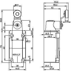 Classe industriale 3SE5132-0CJ01 Interruttore di posizione con attuatore a rotazione parziale