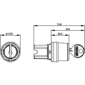 3SU1050-4BM01-0AA0 RONIS Metallizzata chiavetta lucida con 3 posizioni e 2x45 SIRIUS ACT
