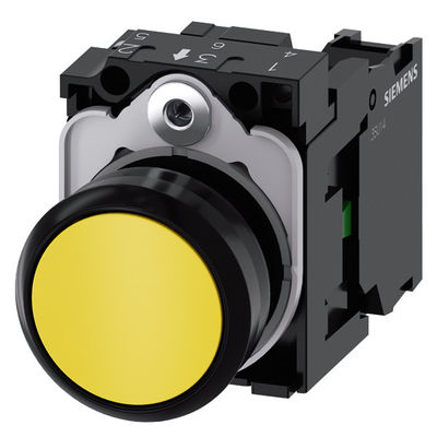 3SU1100-0AB30-1BA0 Pulsante terminale di vite momentanee piatte in plastica gialla non illuminata