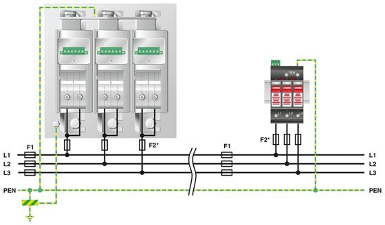 380V tensione nominale 4 poli 2800531 PWT 100-800AC-FM classe 1/2 Protezione da fulmini/surge