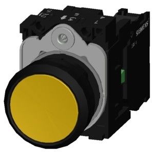 3SU1100-0AB30-1BA0 Pulsante terminale di vite momentanee piatte in plastica gialla non illuminata