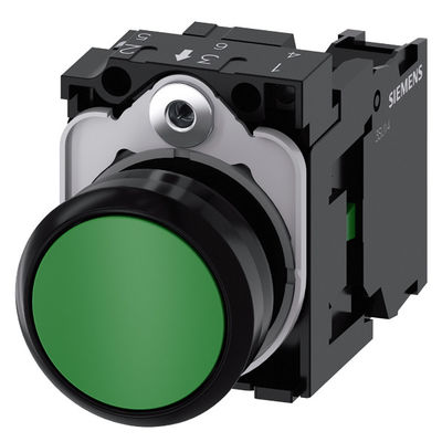 3SU1100-0AB40-1BA0 Tasto piatto in plastica verde Tasto momentaneo con terminale a vite