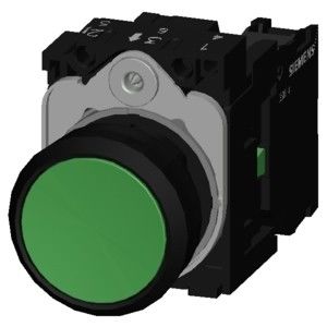 3SU1100-0AB40-1BA0 Tasto piatto in plastica verde Tasto momentaneo con terminale a vite
