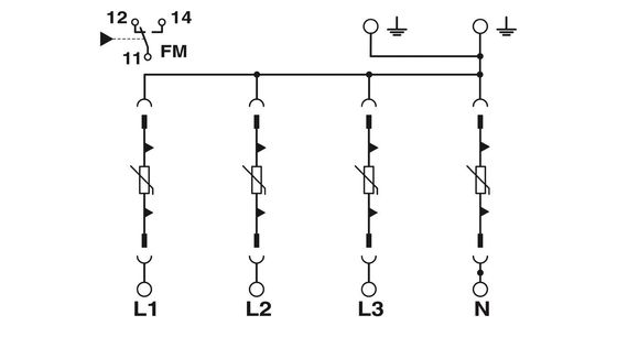 2800644 VAL-MS-T1/T2 335/12.5/4 0-FM Classe 1/2 Protezione da fulmini/surge con 2 poli