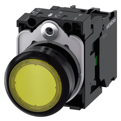 Unità completa Pushbutton SIRIUS ACT Momentale giallo di plastica illuminato pulsante piatto