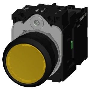 Unità completa Pushbutton SIRIUS ACT Momentale giallo di plastica illuminato pulsante piatto