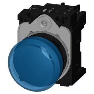 Blu di plastica illuminato 230V AC Lente liscia Flush SIRIUS ACT Completa unità pilota luce