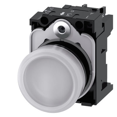 230V AC luce pilota in plastica per SIRIUS ACT Unità completa Lente liscia Bianco rosso