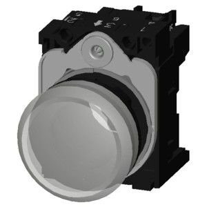 230V AC luce pilota in plastica per SIRIUS ACT Unità completa Lente liscia Bianco rosso