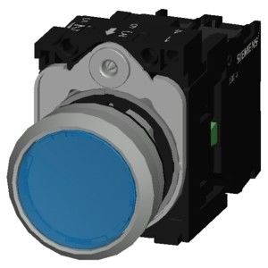 3SU1152-0AB50-1BA0 Metallo lucido illuminato Flat Button Blu Momentario SIRIUS ACT Unità completa
