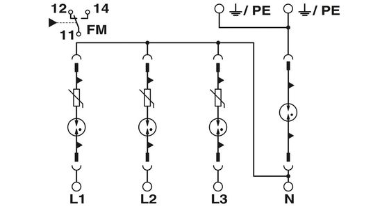 4 poli 350V AC VAL-MS 350VF/3 1-FM Protezione da sovratensione tipo 2 2858632 per apparecchiature
