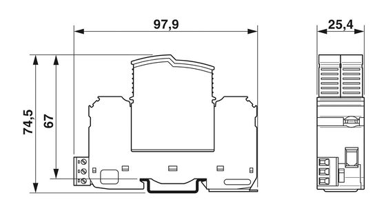 VAL-SEC-T2-2C-350-FM Tipo 2 Protezione contro le sovratensioni 5V AC... 250V AC 125V DC 200mA DC 3 poli