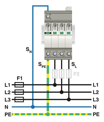 1 Polo 2905340 VAL-SEC-T2-3S-350-FM Protezione contro le sovratensioni di tipo 2 per 5V AC a 250V AC e 125V DC