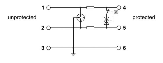 24V DC 2-pole TTC-6P-1X2-24DC-PT-I protettore da sovratensioni per applicazioni industriali