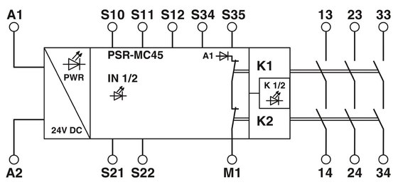 Caratteristica di protezione PSR-MC45-3NO-1DO-24DC-SP Relay di accoppiamento per applicazioni industriali