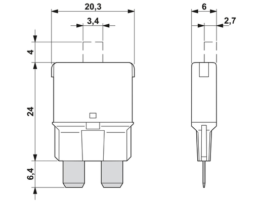 Interruttori di circuito per dispositivi magnetici termici a corrente continua di 40 V con tensione nominale di 32 V da Phoenix Contact