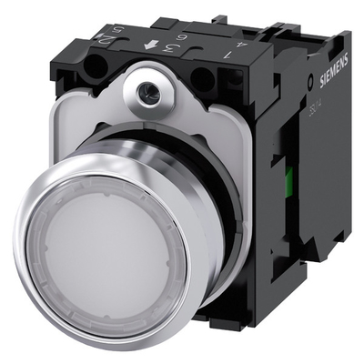 Siemens 3SU1152-0AB60-1BA0 Metallo lucido illuminato pulsante piatto pulsante bianco momentaneo