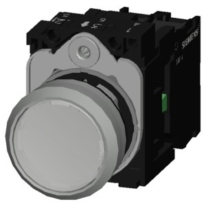 Siemens 3SU1152-0AB60-1BA0 Metallo lucido illuminato pulsante piatto pulsante bianco momentaneo