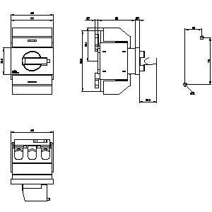 Siemens 3KD0232-2KG20-3 Interruttore di disconnessione dell'albero con funzionamento frontale 3 poli Ti-grigio
