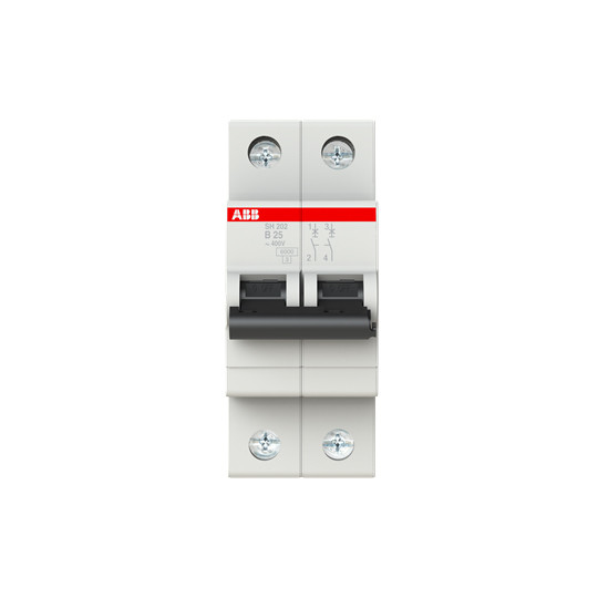 2P MCB SH202-B25 Interruttore in miniatura Numero di polo 2 Corrente nominale 25A