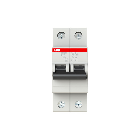 Capacità di rottura 2P C 16 A MCB SH202-C16 Interruttore di circuito in miniatura Frequenza nominale Hz 50