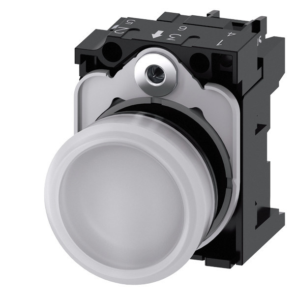 230V AC luce pilota in plastica per SIRIUS ACT Unità completa Lente liscia Bianco rosso