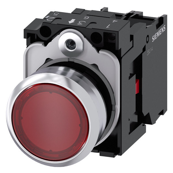 3SU1152-0AB20-1CA0 Tasto piatto illuminato e lucido in metallo per SIRIUS ACT Tasto in rosso