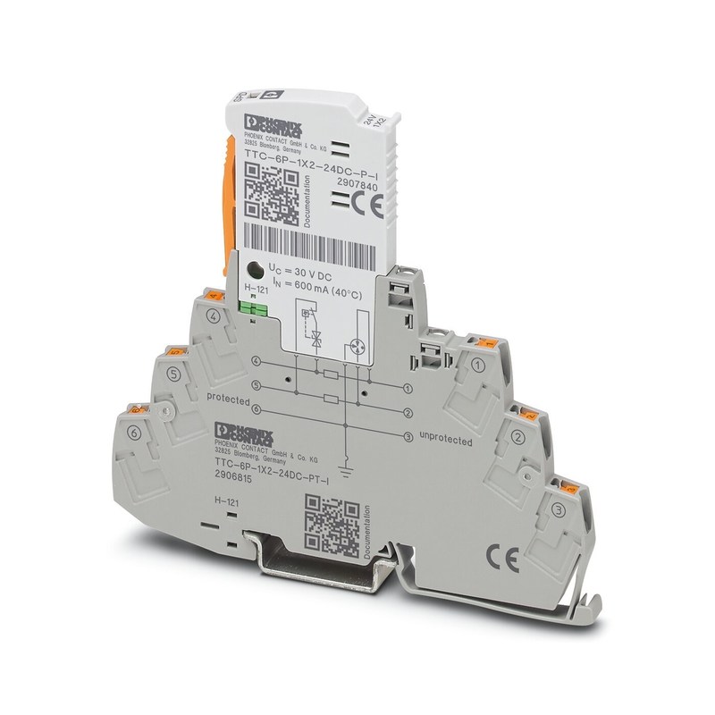 24V DC 2-pole TTC-6P-1X2-24DC-PT-I protettore da sovratensioni per applicazioni industriali