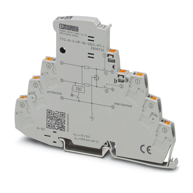 TTC-6-3-HF-M-12DC-PT-I Phoenix Contact Surge Protector 2 Pole 12 V DC Voltage nominale