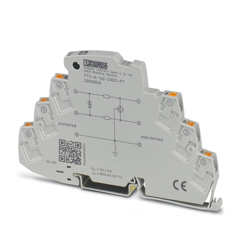 2 Protezione contro le sovratensioni TTC-6-1X2-24DC-PT da Phoenix Contact per 24 V di tensione nominale continua