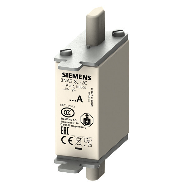 PLC 3NA3812-2C LV HRC Fuse Link GL/GG con manopole di presa non isolate e indicatore anteriore